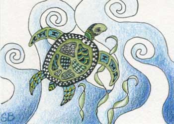 "Going For A Swim" by Sam Berta, Wauwatosa WI - Colored Pencil & Ink